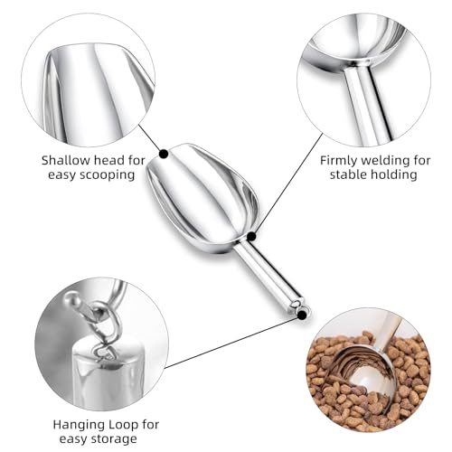 2 Pack Metal Dog Food Scoop 18 Oz With Loop, Large 11 Inch Stainless Steel Scooper