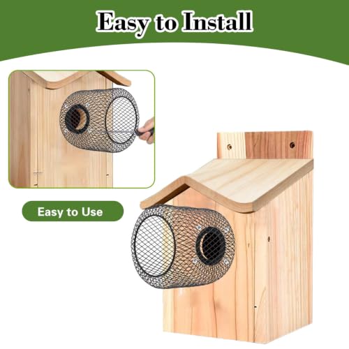 Bluebird House Protector Guards, Iron Wire Mesh Birdhouse Entrance Protector for Keeping Out Predators, Protects Eastern Bluebird and Babies (Round)