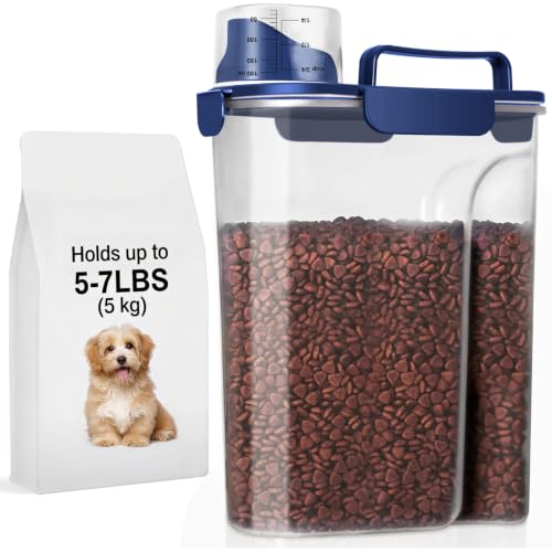 5Lbs Airtight Dog Food Container,Cat Storage Bin, Pet Dispenser BPA-FreeTranslucent Body Upgraded large nozzle for Small Animal Kibble, Bird Bird Seed, Oatmeal, Rice, Flour, Brown Sugart-Royal Blue - color: Royal Blue, size: 5L-1pack