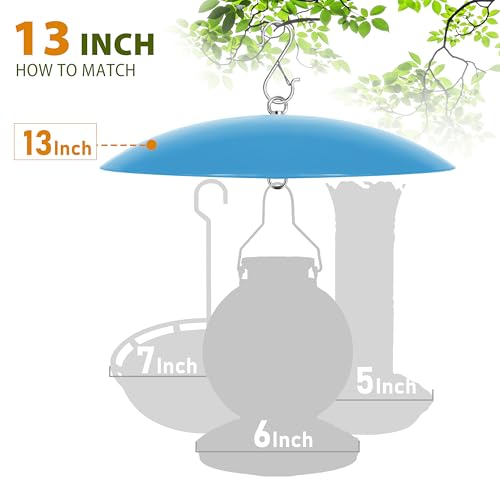 13" Bird Feeder Rain Guard, Hummingbird Feeder Shade Dome Cover, Hanging Baffle for Bird Feeder Pole,Smart Birds Feeder's Umbrella(Translucent Blue), 2 Pack - color: Translucent Blue, size: 13Inch / 2 Packs