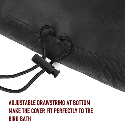 Bird Bath Cover Waterproof & Dust-Proof Outdoor Living Covers with Elastic -21" Dia x 3" H Black - size: 21" D x 3" H