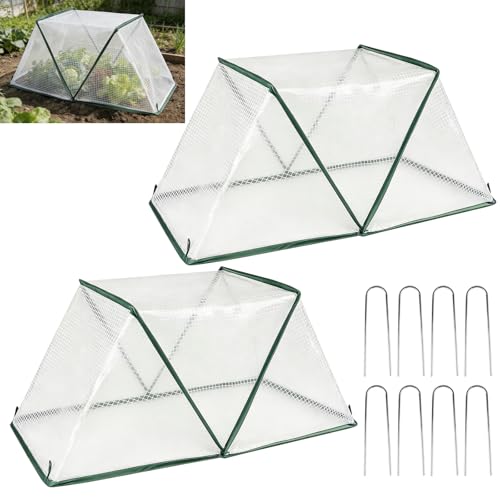 2 Pcs Foldable Garden Row Accelerator Plants Cover-31.9" x 12.2" x 14.1" | Raised Beds Plant Protector, Plant Protector Net Cage Guard Covers for Protect Vegetable from Animals, Mini Plants Greenhouse