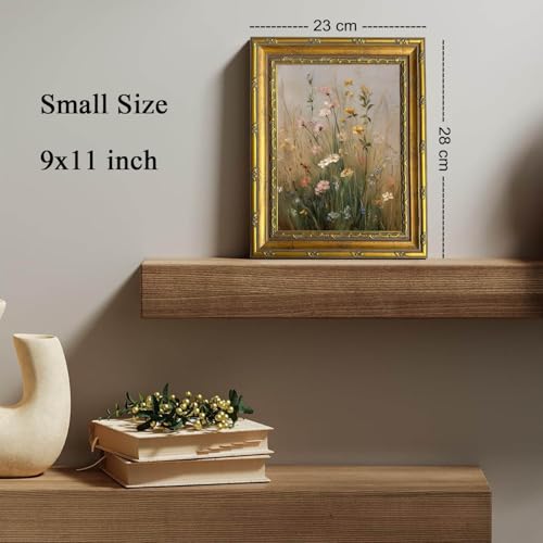 DR.RiftArt Vintage Wildflowers Wall Art, Gold Framed Rustic Floral Decor | Flower Field Meadow Landscape Painting, Canvas Prints, for Bedroom Living Room Office 9x11 inch - color: Vintage Wildflowers, size: 11"L x 9"W