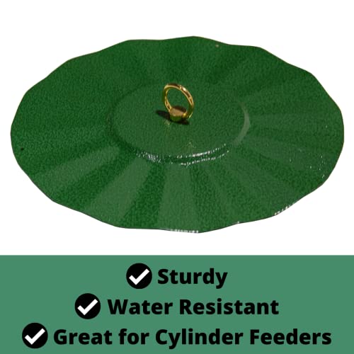 Metal Rain/Weather Guard - Perfect for Outdoor Bird Feeders, Seed Cylinders, Hummingbird Feeders, Cylinder Feeders and More Against Water, Sun, and Overhead Messes Rust Proof, - color: Green, size: 9.5 Inches