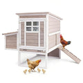 PetsCosset 39.13" L Chicken Coop for Outdoor,2-Story Poultry Cage with Nesting Box,Fir Wood Hen House with Pull-Out Tray for 1-3 Chicken,Slanted Wooden Roof,Suitable for Backyard,Park,Garden,Grey - size: 39.13" L - Grey
