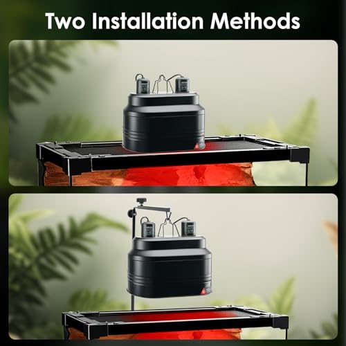 MIXJOY Dual Reptile Light Fixture, Max 160W Each Heat Lamp Fixture with Separate Switches, Fits Reptile Light/Heat Lamp/UVB Light for Lizards, Turtles, Snakes, and Amphibians