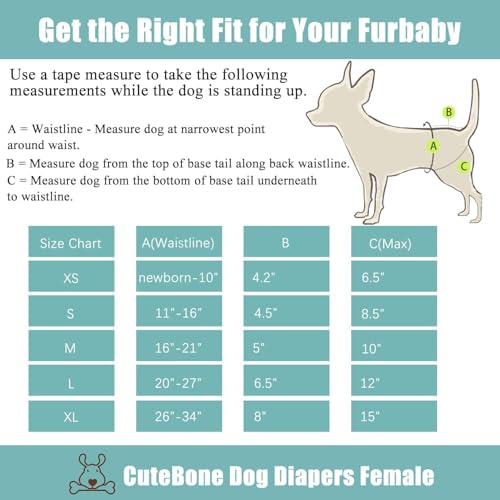 CuteBone Female Dog Diapers with Skirts 3 Pack Reusable Puppy Dresses Pants for Heat Cycle Period - size: S
