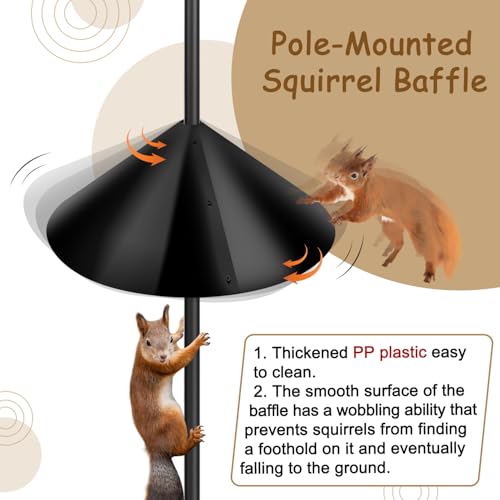 Squirrel Baffle for Bird Feeder Pole,Outdoor Pole Mount Squirrel Proof Guard Stopper- 19 Inch,1 Pack,Plastic - size: 19IN-1Set