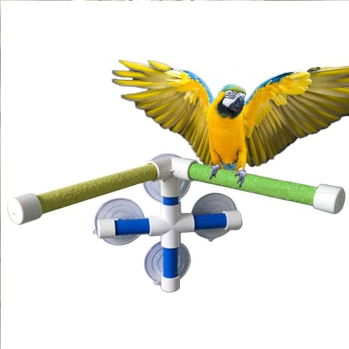 Litewoo Bird Shower Perch with Suction Cup Parrot Window Wall Stand Bath Toys (2 Sticks)