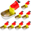 8 Pack Heavy Duty Auto Fill Metal Chicken Waterer Cups, Stainless Steel Freeze Leak Proof Poultry Rabbit Watering System Fits 5 Gallon Bucket and 3/8'' Hole Saw(Oval Style) - style: Oval Style