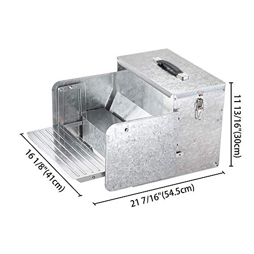 Yescom 26lbs Automatic Treadle Chicken Feeder Portable with Lock Rat Proof | Weatherproof Galvanized Steel Trough Poultry Farm Tank 12L for 6-12 Chicken 10 Days