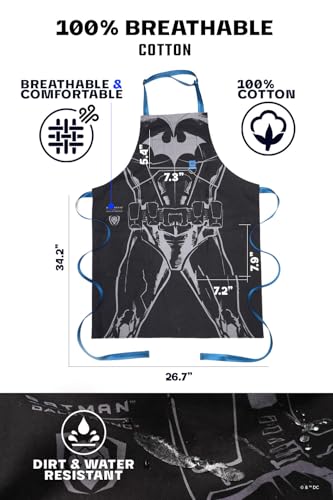 Dalstrong Chef's Apron - Batman™ Edition - Premium 100% Breathable Cotton - 2x Deep Chest Pockets - Neck & Waist Strap - color: Black