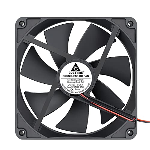 GDSTIME 12V Cooling Fan 1425, 140mm x 25mm Dual Ball Bearings Brushless Fan | 140x140x25mm, 1425, Replacement for PSU, Heater, Wine Fridge Condenser - size: 140x25mm