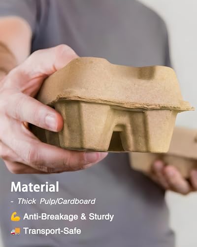 Duck Egg Cartons 50 Pack - Holds 6 Eggs Each, Thick Recycled Pulp with Pillar Support, Stackable Containers with Stickers, Kraft Brown-Large - color: Kraft Brown-Large, size: 50 PCS