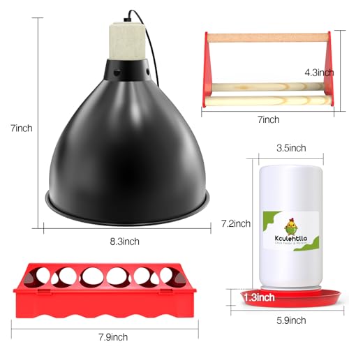 All-in-One Chick Brooder Kit with 75W Adjustable Heat Lamp, Spill-Proof Feeder & Waterer, and Rust-Proof Perch Stand for 5–15 Chicks - color: Red 2