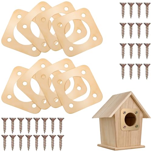 POPETPOP Birdhouse Predator : 8Pcs Metal Birdhouse Hole Protector with Screws Predator Guards for Houses - House Entry Copper Portal Hole Protector, Golden