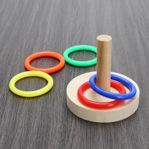 1 Set Wooden Bird Training Toys Parrot Training Colorful Stacking Rings Toy Educational Foraging Toy for Small to Medium Birds