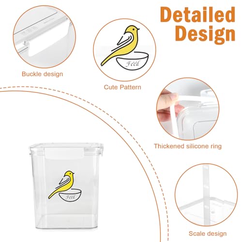 Bird Seed Storage Container-Airtight Bird Food Container 4.23 Qt/4.2LPet Food Storage Containers with Bird Seed Scoop-Wild Bird Seed Dispenser-forPetBirds Parakeets Finches Food MealwormsStorage/Clear - size: 4.2L