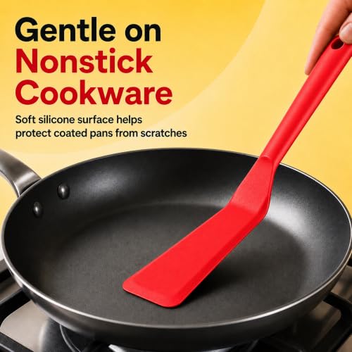 Pancake Flipper Spatula - Non-Stick - Heat Resistant Egg Spatula for Kitchen Uses, Baking, Cooking, and Mixing - Red - color: Red