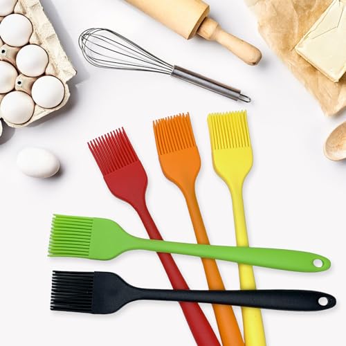 Craebuer Silicone Basting Pastry Brushes, 5 Pack Heat Resistant Cooking Brush for Oil Butter Sauce, Food Brush for BBQ Grill Barbeque Kitchen Baking Cooking