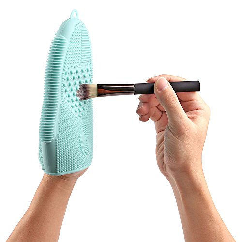 Makeup Brush Cleaner Glove Mat Mitt Silicone Cosmetic Cleaning Scrubber Tool Face Brushes and Eye Brush Washing Pad Mint Green - color: Green