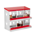 Chicken Nesting Boxes 6 Holes Galvanized Steel Rustproof Egg Laying Box with Egg Collection Systems, Hen Eggs Laying Box, Ventilated/Easy to Install, for Chicken Houses/Duck Houses/Hen - color: Red, size: 35.6"L x 17.3"W x 6.3"H