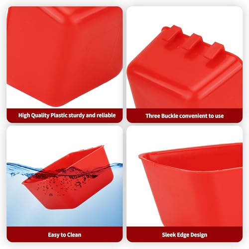 40 Pcs Cage Cups Chicken Feeder Cups 16 oz Hanging Bird Food Water Cups Bunny Cage Feeding Bowl Dish for Pet Parrot Rooster Parakeet Gamefowl Poultry Pigeon Wire Cage(Red) - color: 16oz-Red