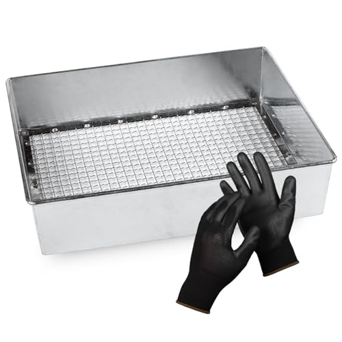 Soil Sifter, 3/8-inch Compact Galvanized Garden Sieve with Gloves | Compact & lightweight, perfect for trapping and small sifting jobs - size: 3/8 inch