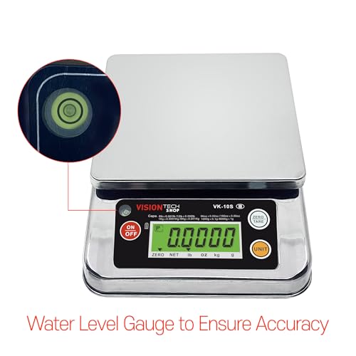 VisionTechShop VK-10S 0.1g Premium Food Kitchen Scale, Lb/Oz/Kg/g Switchable, Stainless Steel Plate Food Scale, Large LCD Display with Backlight, 12lb Capacity, 0.002lb Readability - size: VK-10S-12LB
