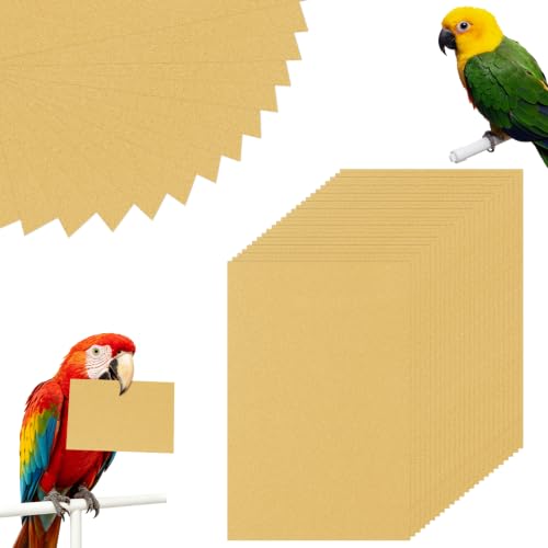 50 Pack Gravel Liner Calcium Paper for Bird Cage | 11" x 17" Cuttable Parrots Sandpapers Cushion Pad, Pet Bedding Accessories for Birdcage in Sea Sand