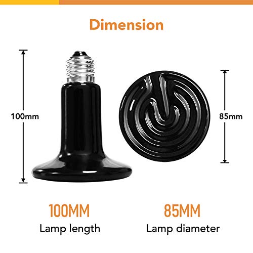 Simple Deluxe 150W Reptile Heat Bulb and 40-108 Degrees Fahrenheit Digital Thermostat Controller Included, for Amphibian Pet & Incubating Chicken, Black - size: 150 Watts, style: Bulb+Thermostat