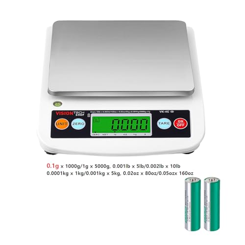 VisionTechShop VK-4C 0.1g Premium Food Kitchen Scale, Lb/Oz/Kg/g Switchable, Stainless Steel Plate Food Scale, LCD Display with Backlight, 10lb Max Capacity, 0.001lb Readability - size: VK-4C-10LB