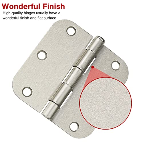 TDCHINGES Residential Brushed Nickel Door Hinges 3.5" X 3 1/2" 5/8" Radius | 30 Pack Round Exterior Interior Standard Bifold Lightweight Wood Doors Bedroom Office Rental Laundry Attic Dorm Home Hardware - color: Satin Nickel, size: 30 Pack