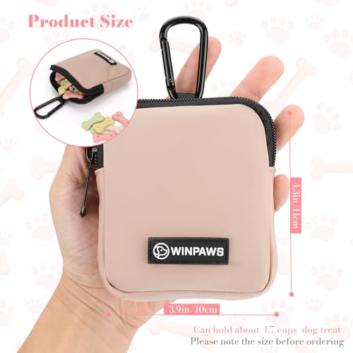 Dog Treat Pouch with Training Clicker,Waterproof Nylon Fabric Poop Bag Holders for Leashes,Hands Free Small Dog Walking Bag with Carabiner, Pet Puppy Training Walking Essentials (Coffee) - color: Coffee