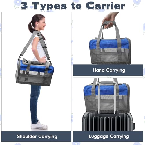 PINVNBY Bunny Carrier for Travel Camping Outdoor, Small Pet Carrier, Guinea Pig Carrier, Breathable Pet Portable Hand Bag for Hamster Rabbit Guinea Pig (Blue & Gray) - color: Blue & Gray