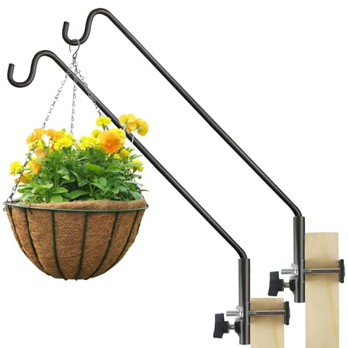 ERYTLLY 2 Packs Extended Rail Hook Fence Deck Bird Feeder Hook 360 Degree Rotary and Length Adjustable Plant Bracket for Feeders, Planters, Suet Baskets, Lanterns, Wind Chimes and More - size: Rail Hook - Adjustable Length - 2 Packs
