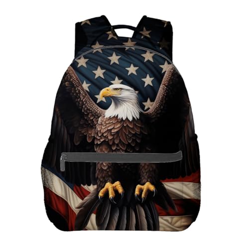 Patriotic Eagle Backpack,American Eagle Polyester Backpacks,Lightweight Double Shoulder Back Pack for Adults,Cool Bird Black Bookbag,School Bag Gifts,Casual Travel Daypack Book Packs - color: Eagle