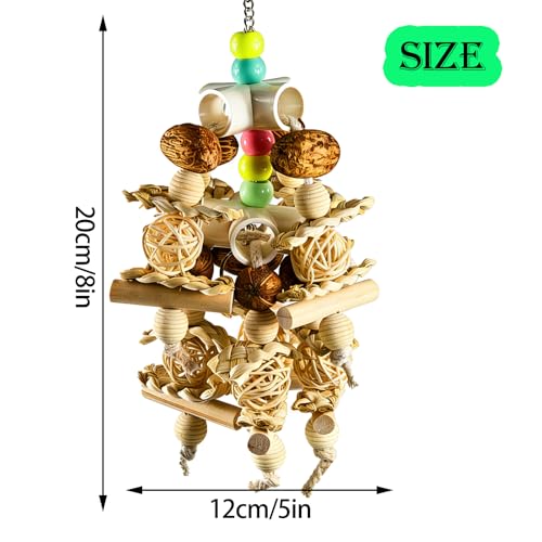 Natural Wooden Parrot Toy - Safe Bird Chewing Toy for Parakeets, Cockatiels, Conures, and Small to Medium Parrots
