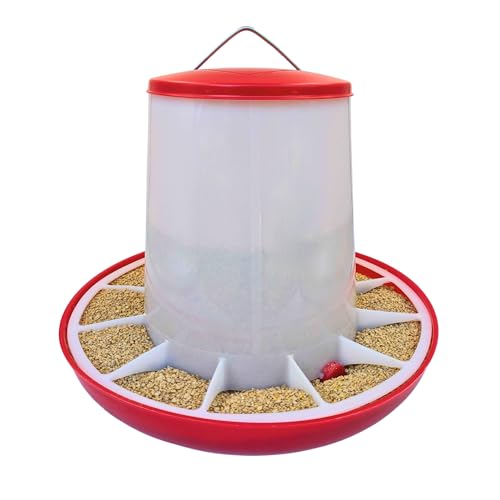 Large Chicken Feeder 11-Pound Capacity for All Poultry | Durable Feeding Container with Carrying Handle for Chickens, Ducks, Turkeys, Quail, Baby Chicks, Turkeys and More - size: 11 Pounds