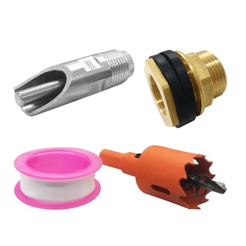 5 Sets Pig Nipple Waterer with Water Tank Connectors and Hole Opener | Sturdy,Durable,And Corrosion-Resistant Stainless Steel And Brass,Automatic Water Control System,Easy Install With Hole Opener