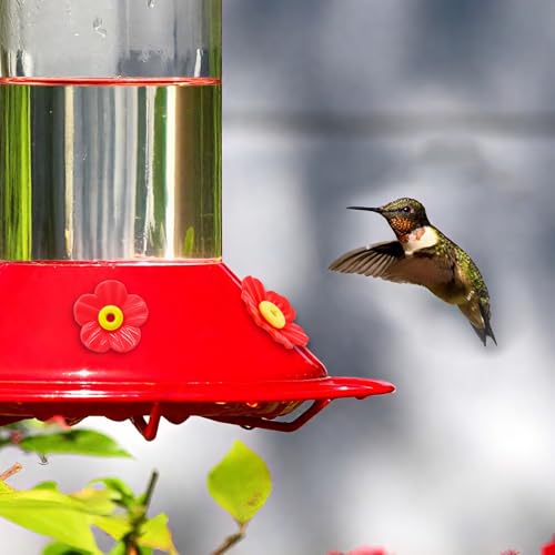16 Sets Hummingbird Feeder Replacement Flowers with 2 Cleaning Brushes - Hummingbird Feeders Parts for Outdoors Feeding Ports Bee Guards Pet Bird Replacement Flowers Kit (Red&Yellow) - color: Red&Yellow