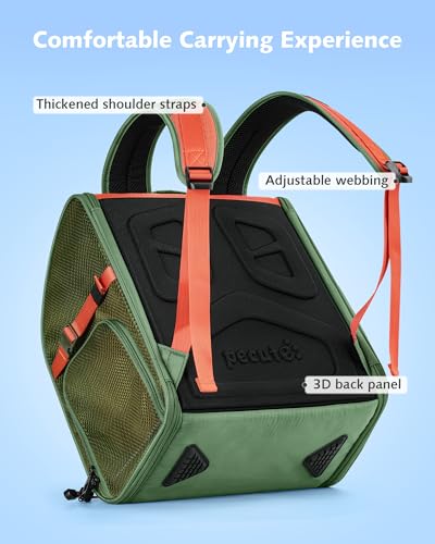 Pecute Kids Cat Backpack with Bubble Window, for Cats up to 8.8 lbs, Green | Sturdy & Safe, Safety Lock, Breathable Mesh, Stress-Relief Shade, Comfortable & Portable for Travel/Vet Visits/Camp - color: Green