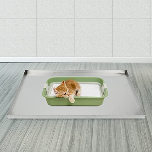47"x29" Stainless Steel Replacement Tray for Dog Crate, Chew-Proof and Crack-Proof - size: 46.89x29.17