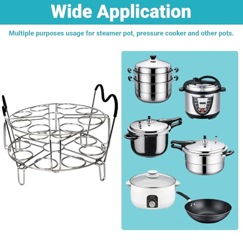 Stackable Egg Steamer Rack for Instant Pot 6Qt & 8Qt, 18 Egg Holder | Durable 304 Stainless Steel Construction, Heat-Resistant Handle, Steaming & Cooling Rack
