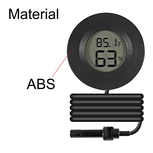 6 Pack Mini Hygrometer Thermometer Meter Digital LCD Monitor Indoor Room Round Humidity Temperature Gauge with Probe for Humidors Home Greenhouse Babyroom Reptile Incubator Monitor