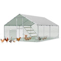 Sannwsg Large Metal Chicken Coop with Run, 10x13 FT Walk in Chicken Pen with Feeding Door, Secure Lock, Heavy Duty Poultry Cage with Waterproof Cover for Outdoor Farm Use - size: 118.0"L x 157.0"W x 79.0"H