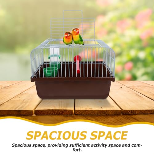 Toddmomy Portable Bird Cage Bird Carrier Travel Cage with Perch Food Box and Water Dispenser Spacious Small for Parakeet Finch Canary 9.29 X 6.57 X 6.29 in - color: Coffee