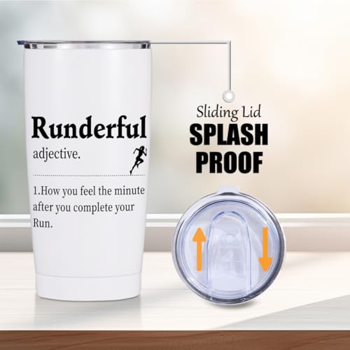 Running Gifts for Women Men 20 oz Tumbler, Runners Gifts for Runners Mom | Runderful Stainless Steel Insulated Water Bottle, Running Themed Insulated Travel Coffee Mugs - color: Multi 1464
