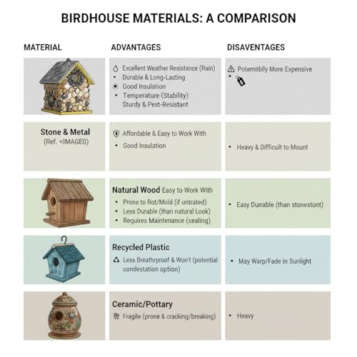 Premium River Pebble Bluebird House – Cedar Wood Outdoor Birdhouse with Embedded Metal Roof, Weather-Resistant Garden Nest Box for Wild Birds, Hanging & Pole Mountable (Yellow) - color: River Pebble Yellow