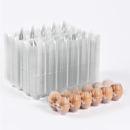 2 * 6 grid large plastic Egg Carton,fit into 2.5 oz of egg (120 pc) | (2*6)12 grid Reusable Eggs Carton，Disposable Large Clear Plastic Egg Carton,egg cartons cheap bulk，for Family, Farm, Markets - size: 2x6 12 egg boxes, 120 pieces